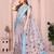 lavender printed  designer pallu linen saree