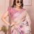 cream printed  designer pallu linen saree
