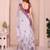 light purple printed  designer pallu linen saree