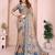 chiku printed  designer pallu linen saree