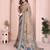 chiku printed  designer pallu linen saree