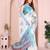 off white printed  designer pallu linen saree