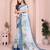 off white printed  designer pallu linen saree