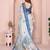 off white printed  designer pallu linen saree