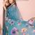 teal printed  designer pallu linen saree