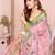 light orange printed  designer pallu linen saree