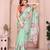 blue printed  designer pallu linen saree