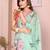 blue printed  designer pallu linen saree