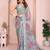 grey printed  designer pallu linen saree