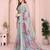 grey printed  designer pallu linen saree