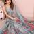 grey printed  designer pallu linen saree