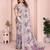 grey printed  designer pallu linen saree