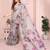 grey printed  designer pallu linen saree