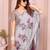 grey printed  designer pallu linen saree