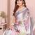 cream printed  designer pallu linen saree