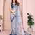 grey printed  designer pallu linen saree