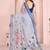 grey printed  designer pallu linen saree