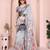 grey printed  designer pallu linen saree