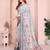 grey printed  designer pallu linen saree