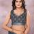 dark grey printed  designer pallu linen saree