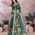 green printed  designer pallu linen saree