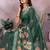 green printed  designer pallu linen saree