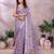 purple printed  designer pallu linen saree
