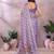 purple printed  designer pallu linen saree