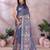 lavender printed  designer pallu linen saree
