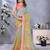 sky blue printed  designer pallu linen saree
