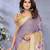 lavender printed  designer pallu linen saree
