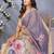 lavender printed  designer pallu linen saree