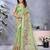 parrot green printed  designer pallu linen saree