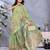 parrot green printed  designer pallu linen saree