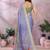 lavender printed  designer pallu linen saree