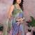 lavender printed  designer pallu linen saree