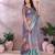 dark lavender printed  designer pallu linen saree