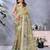 mehendi printed  designer pallu linen saree