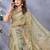 mehendi printed  designer pallu linen saree