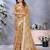 yellow printed  designer pallu linen saree