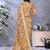 yellow printed  designer pallu linen saree