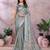 grey printed  designer pallu linen saree