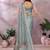 grey printed  designer pallu linen saree