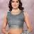 grey printed  designer pallu linen saree