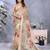 cream printed  designer pallu linen saree