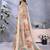cream printed  designer pallu linen saree