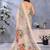 cream printed  designer pallu linen saree