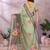 light green printed  designer pallu linen saree