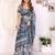 grey printed art silk designer pallu chanderi saree