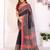 black printed art silk designer pallu chanderi saree